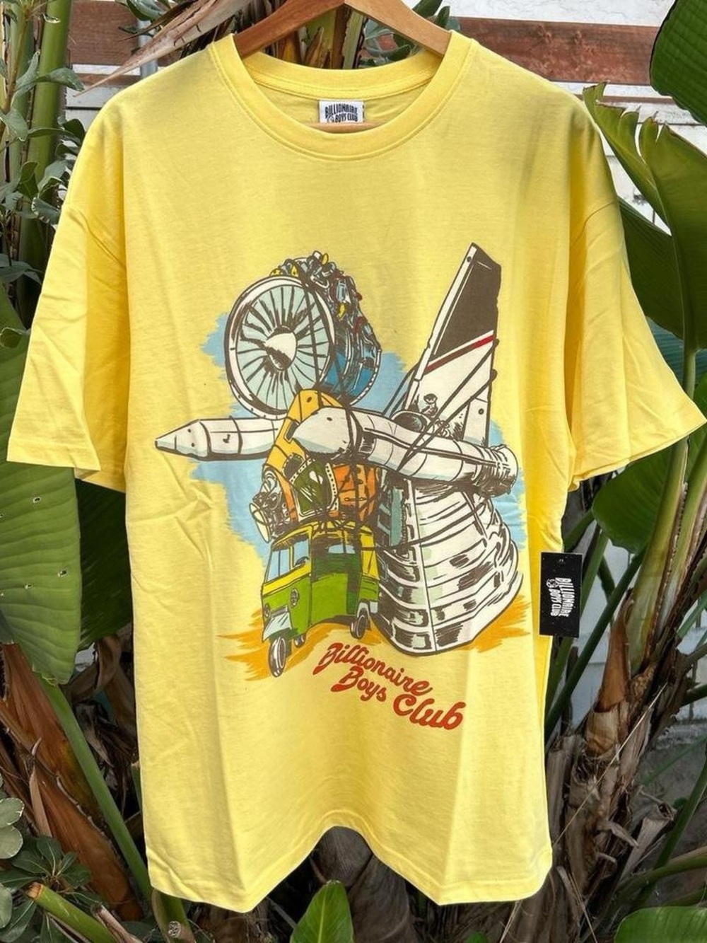 Billionaire Boys Club BBC Flight Graphic T Shirt Yellow L NWT